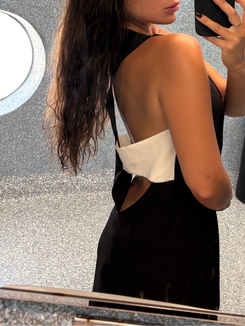 BCBGMaxAzria Black and White High Low Dress